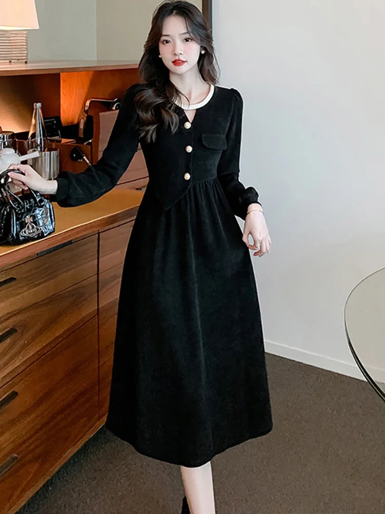 blue dress for baby girl Black Short Sleeve Vesty Midi Dress main image 0