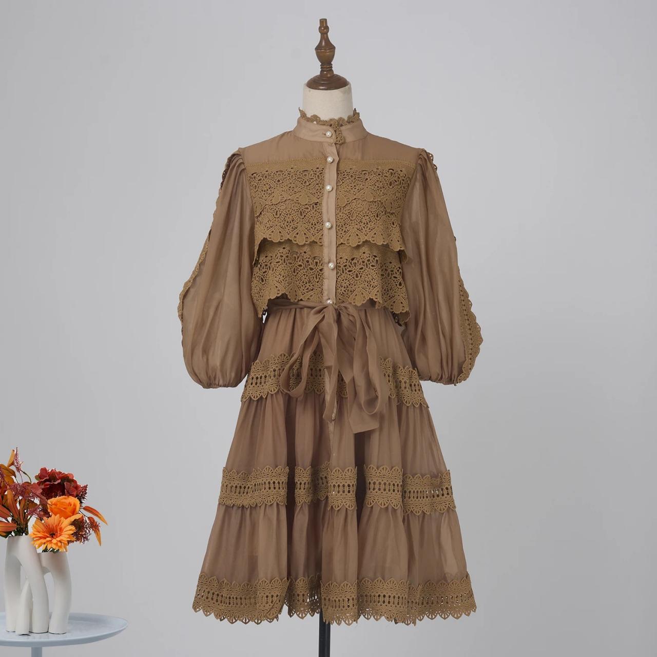 brown frilly dress Pre-Order - Amal Tiered Ruffle Maxi Dress - Terracotta main image 1