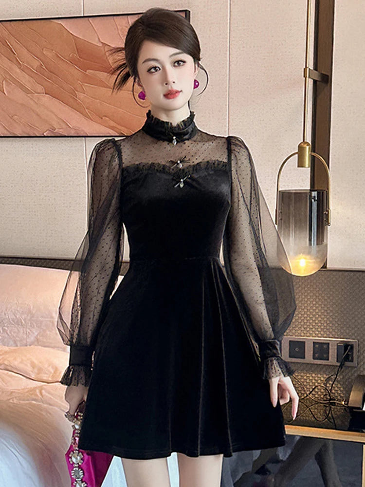 short velvet dress long sleeve Amazon.com: JECEIKA Fall Sexy Velvet Dress,Sabrina Neck Puff Long Sleeve  Bodycon Elegant Mini Ruched Cocktail Party Formal Prom Dress JC225-8-S :  Clothing, Shoes & Jewelry