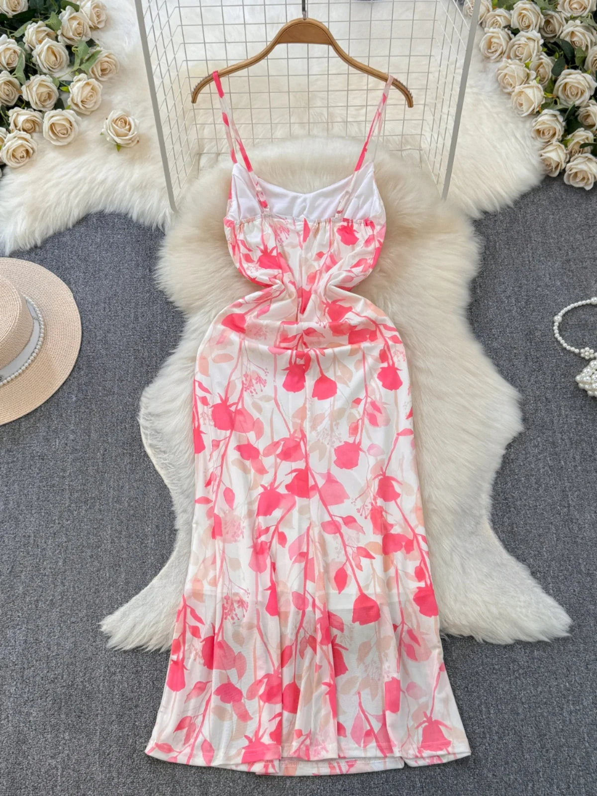 floral spaghetti neck maxi dress Amazon.com: GUCURIN Women Floral Maxi Dress Spaghetti Strap V Neck  Patchwork Bohemian Flowy Dresses Summer Fall (S,Blue) : Clothing, Shoes &  Jewelry