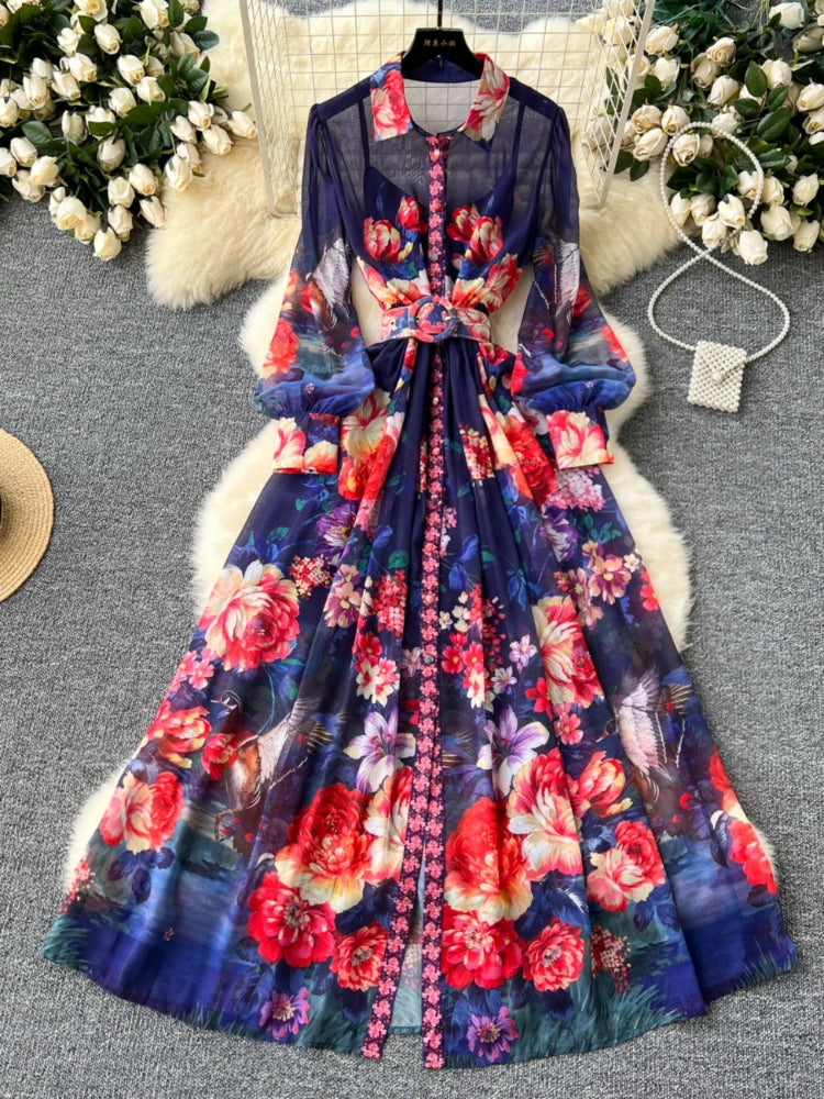 knee length dresses for ladies Floral Embroidered Maxi Dress with Sheer Flutter Sleeves in Blush Multi