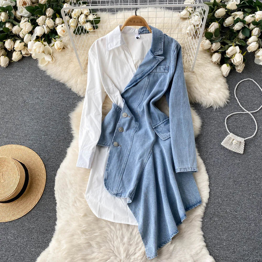 princess polly baby blue dress Nobody's Child Asymmetrical Blazer Dress, Black main image 1