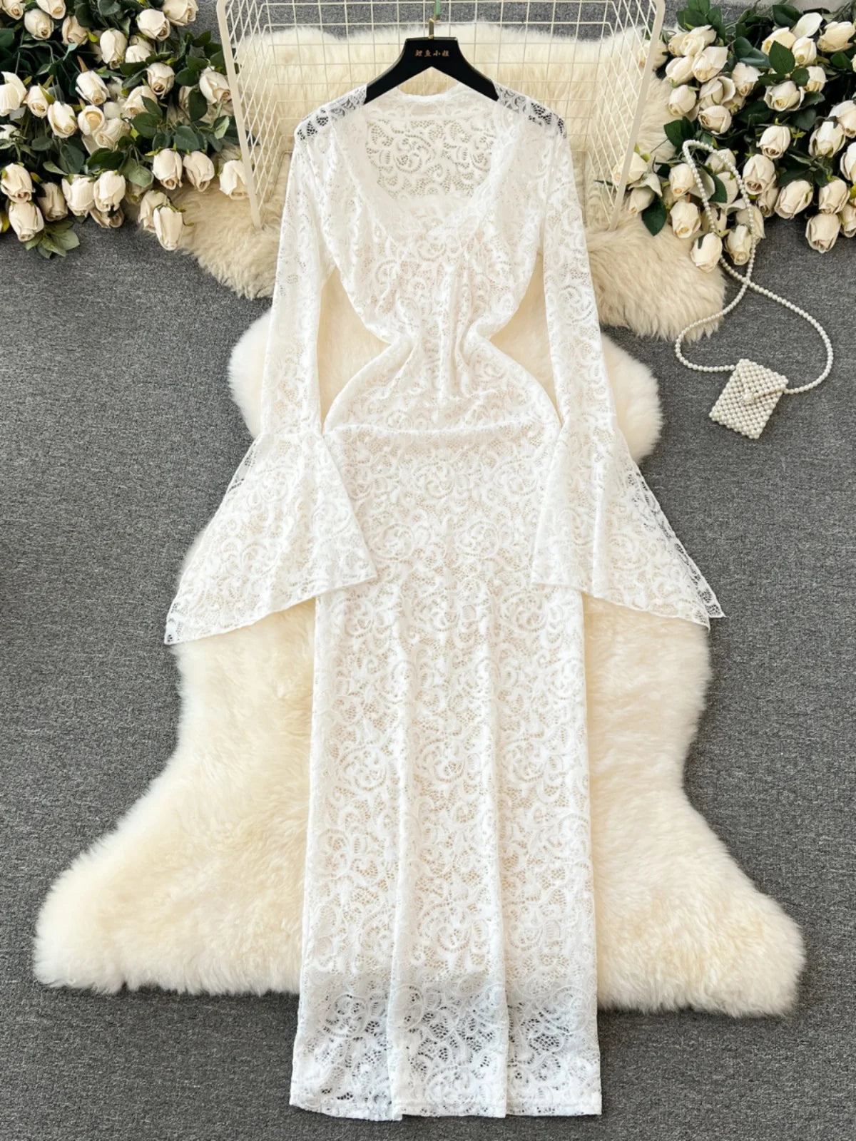 luxury flared wedding dresses Nude Beige Sweetheart Beaded Lace Fit Flare Wedding Dress Light Ivory