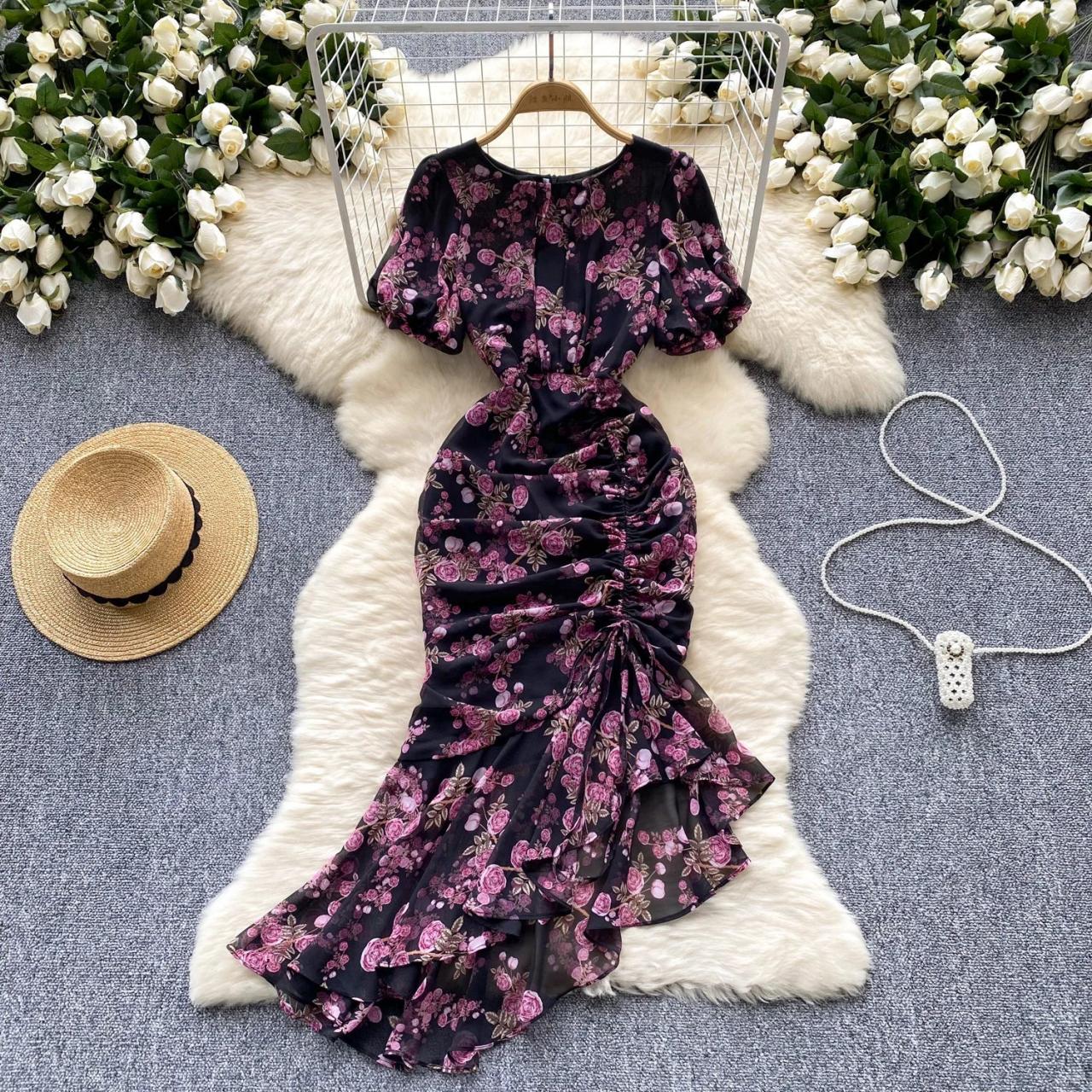 midi dress with sleeves women Rose Lace Eyelet Detail Short Sleeve Midi Dress – SSYS