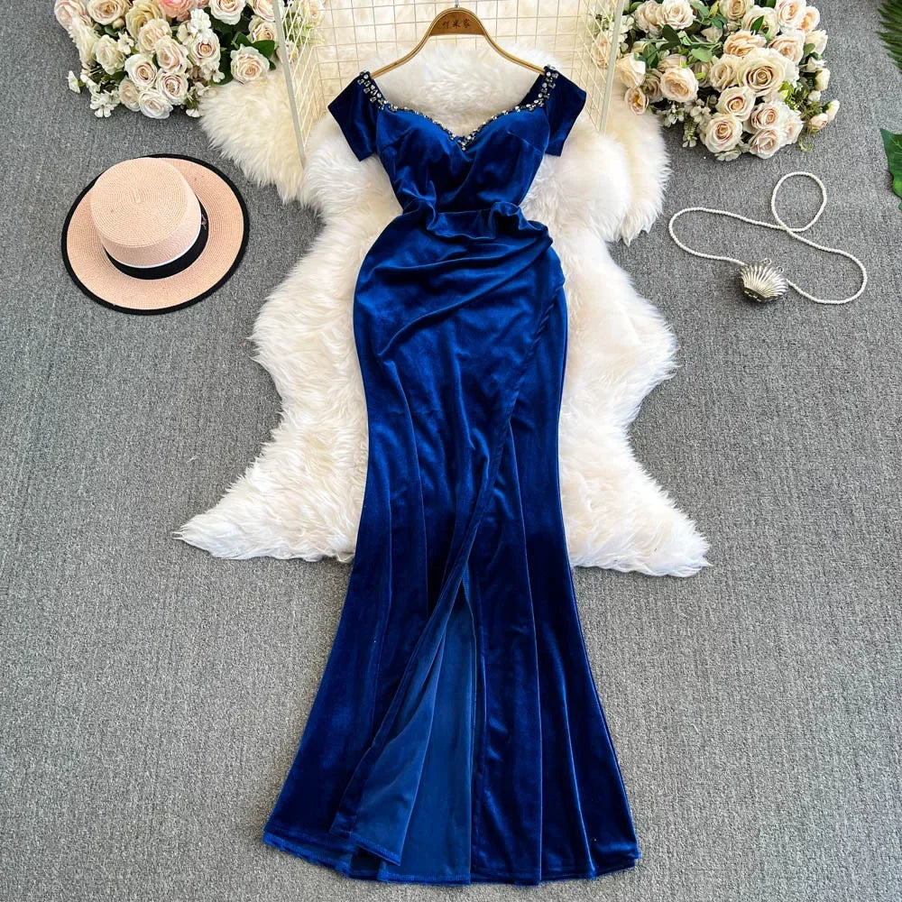 charo ruiz blue and white dress Ava Presley 47001 Cobalt Strapless Gown with Sparkle main image 0