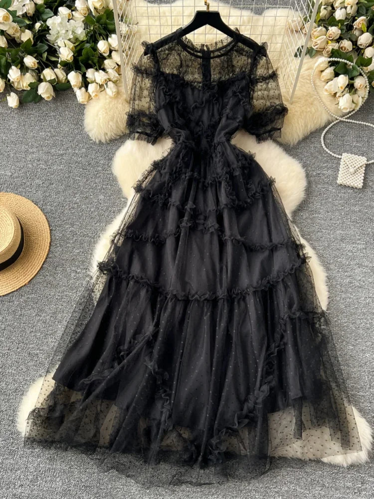 chinese dress ladies Dreams of Love Layered Lace High-Low Maxi Dress, Powder Blue / L main image 0