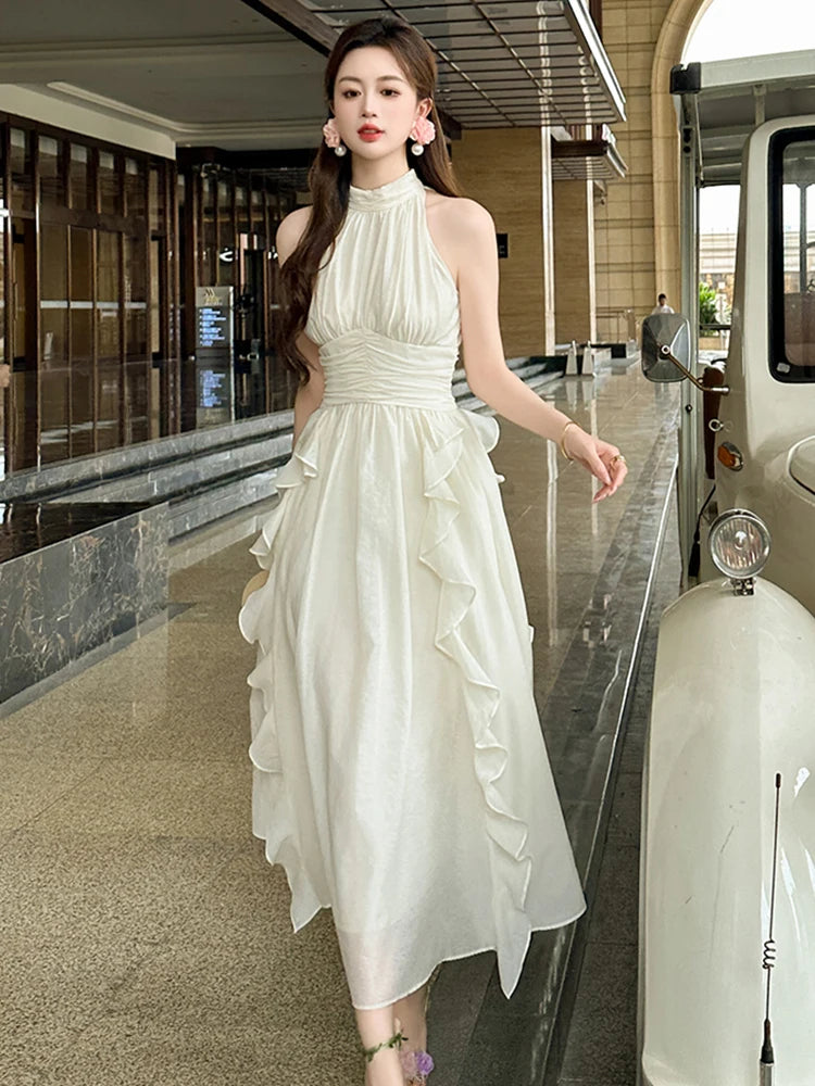 blue halter neck backless maxi dress Chevelle Light Blue Halter Maxi Dress - 4