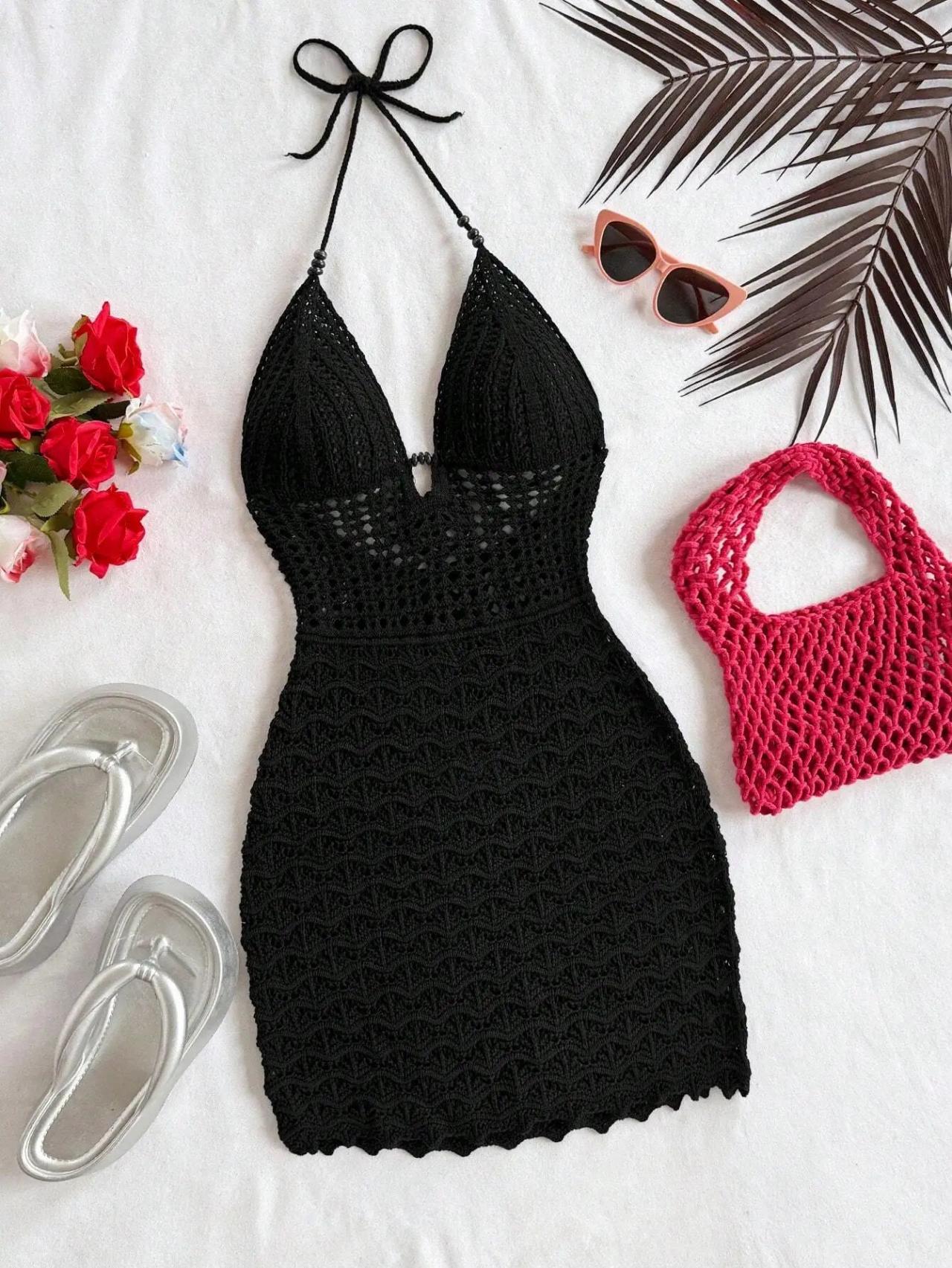Crochet Halter Dress With Mini Summer Bag on Luulla