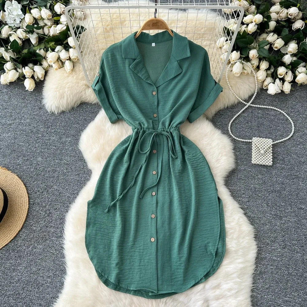 green belted shirt dress Belted Shirt Dress main image 0