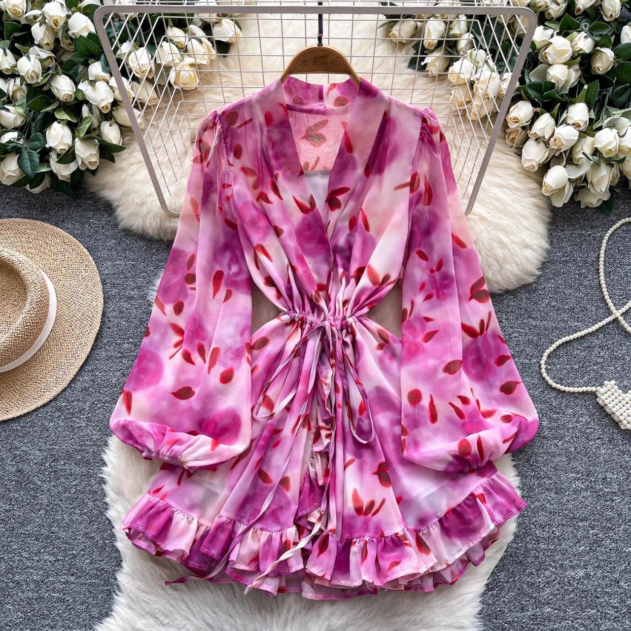 pink chiffon wrap dress Valerie Chiffon Faux Wrap Dress